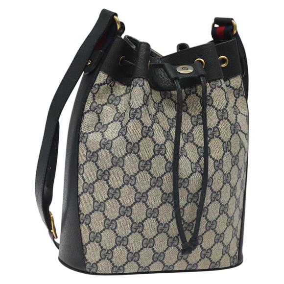 GUCCI GG Supreme Sherry Line Shoulder Bag Pvc Navy Red 41 02 034 - Picture 1 of 16